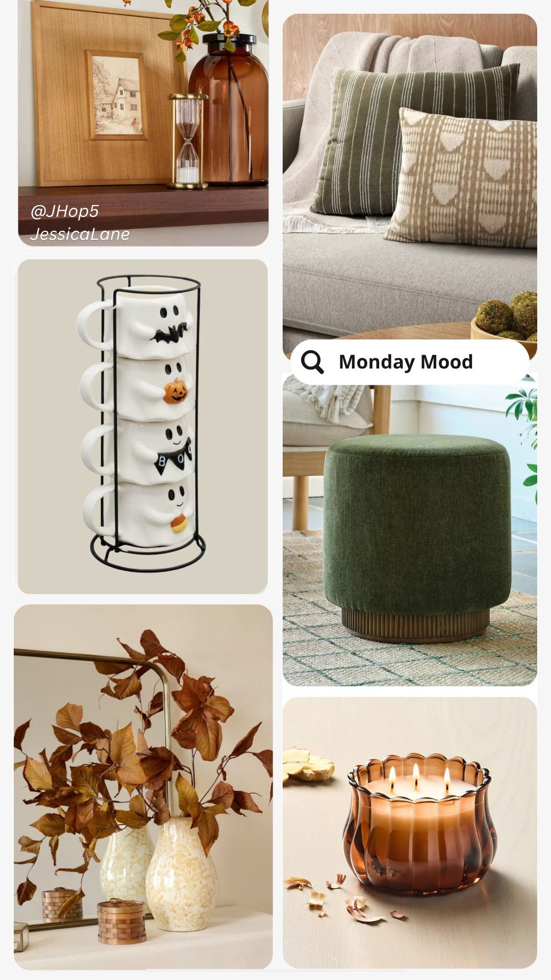 Warm earth tones, cozy textures, and subtle ghost accents to kick off the week. Perfect mix of cozy autumn warmth and Halloween charm.#FallDecor #MondayMood #HalloweenDecor #CozyHome

#LTKSeasonal #LTKHome