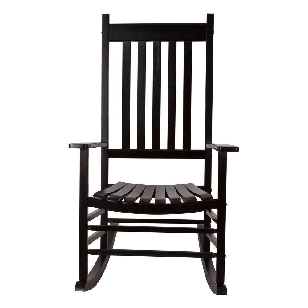 Shine Company Vermont Black Wood Outdoor Porch Rocker-4332BK - The Home Depot | The Home Depot