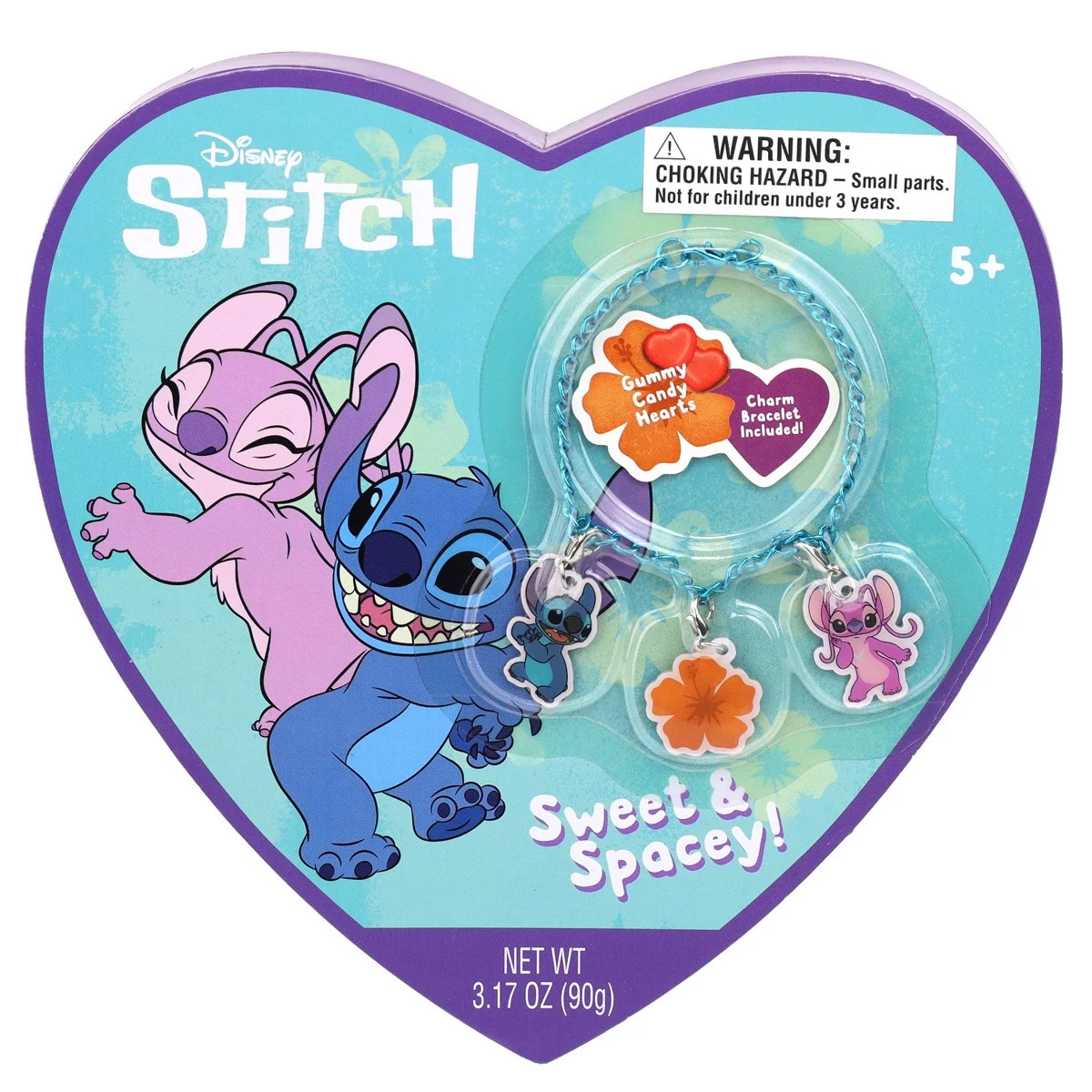 Frankford Disney Stitch Fruit Flavor Gummy Heart Box with Charm Bracelet, 3.17oz | Walmart (US)