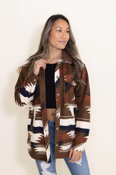 Thread & Supply Tullis Aztec Shacket for Women in Brown | Glik's