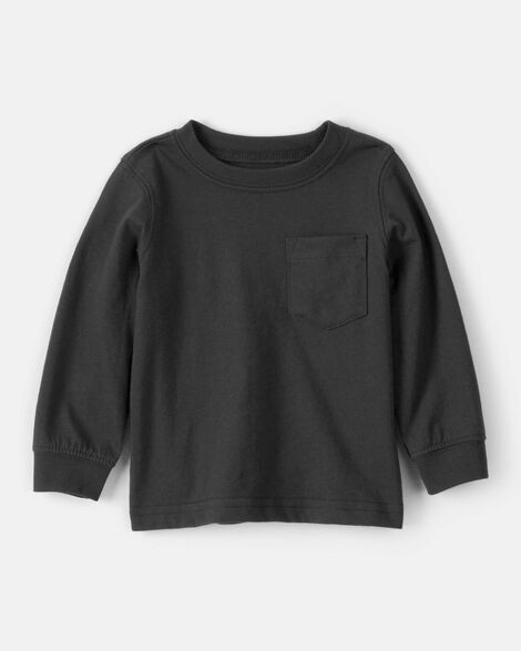 Baby Boy Long-Sleeve Pocket Tee - Black | Carter's Inc