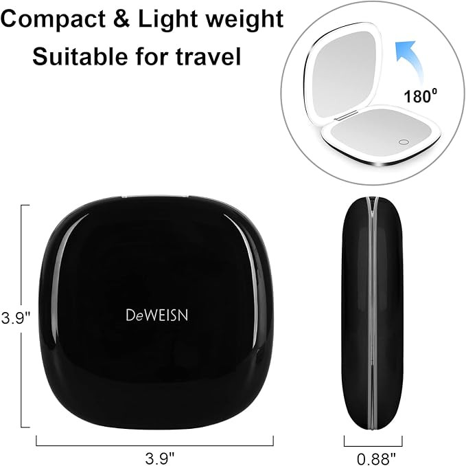 deweisn Compact Mirror, Lighted Travel Makeup Mirror with 1X/10X Magnifying Double Sided Dimmable... | Amazon (US)