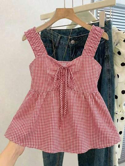 Plaid babytoll tank | SHEIN