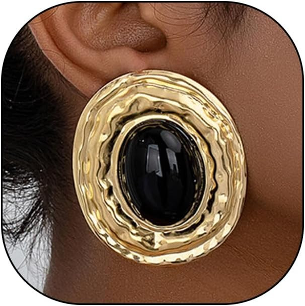 Chunky Gold Turquoise Statement Earrings for Women,Vintage Extra Big Oval Dangle Drop Earrings,Boho Exaggerated Western Jewelry Accessories | Amazon (US)