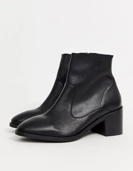 OFFICE – Alford – Ankle-Boots mit Blockabsatz aus schwarzem Leder | ASOS DE