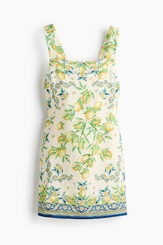 H & M - Sleeveless Open-Back Dress - Cream/Lemons | H&M (US + CA)