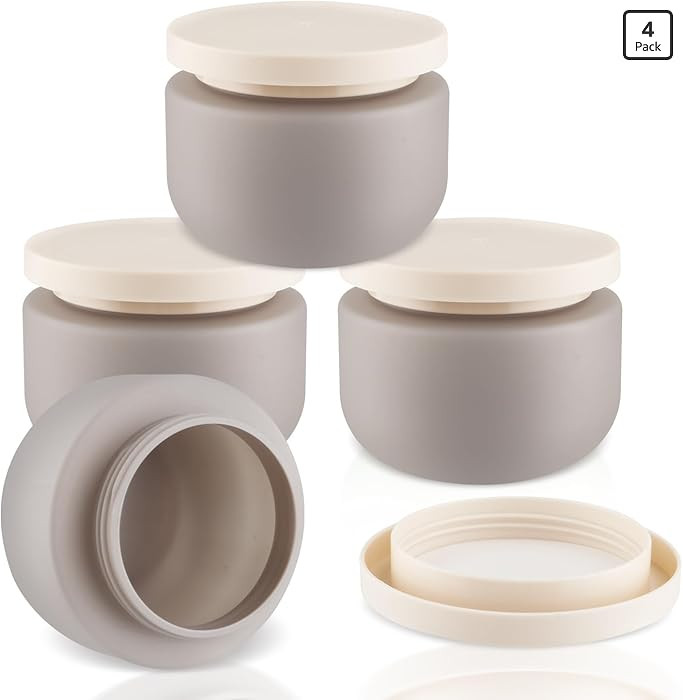 4 Pack 8 OZ Plastic Jars Round Cosmetic Container with Lids,Wide Mouth Soft Slime Jars for Lotion... | Amazon (US)