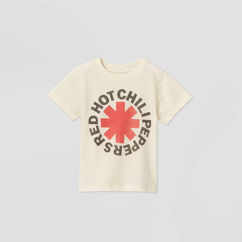 Toddler Boys' Red Hot Chili Peppers Short Sleeve T-Shirt - Beige | Target