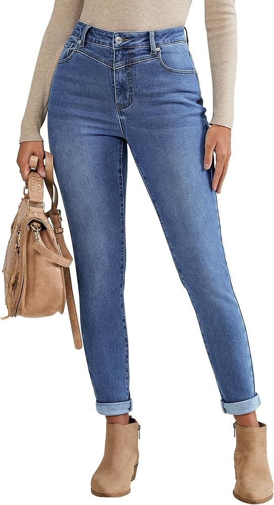 luvamia Skinny Jeans for Women Thin Fleece Lined High Waisted Front Yoke Fall Thermal Stretchy De... | Amazon (US)