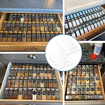 MIUKAA Clear Acrylic Spice Drawer Organizer, 4 Tier- 2 Set Expandable From 9" to 18" Seasoning Ja... | Amazon (US)