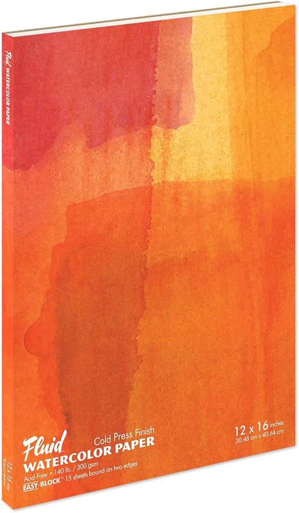 Fluid Artist Watercolor Block, 140 lb (300 GSM) Cold Press Paper Pad for Watercolor Painting and ... | Amazon (US)