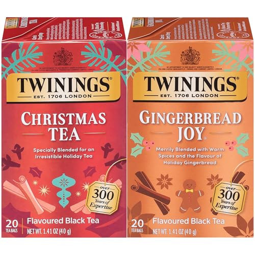 Twinings Christmas and Gingerbread Black Teas, 2-20 Count Packs, 40 Individually Wrapped Tea Bags, Aromatic with Holiday Spices, Caffeinated, Enjoy Hot or Iced | Amazon (US)