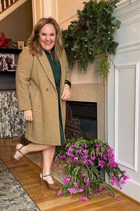 Easy sweater dress leveled up with heels and overcoat. My cost is almost sold out. Linking some others that are great top coats too. 

Size L in dress 
Size 14 in coat. 
Heels tts  

#LTKunder50 #LTKHoliday #LTKSeasonal