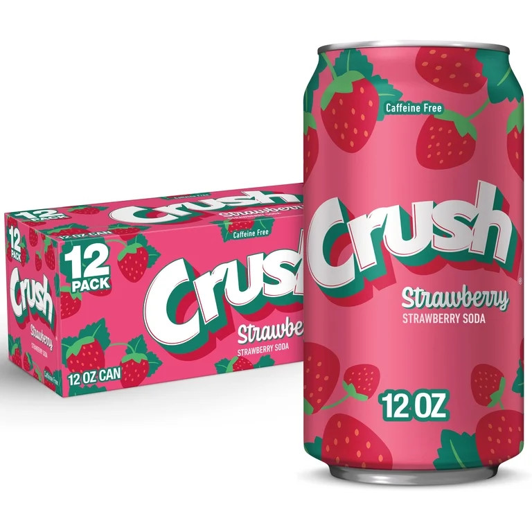 Crush Caffeine Free Strawberry Soda Pop, 12 fl oz, 12 Pack Cans | Walmart (US)
