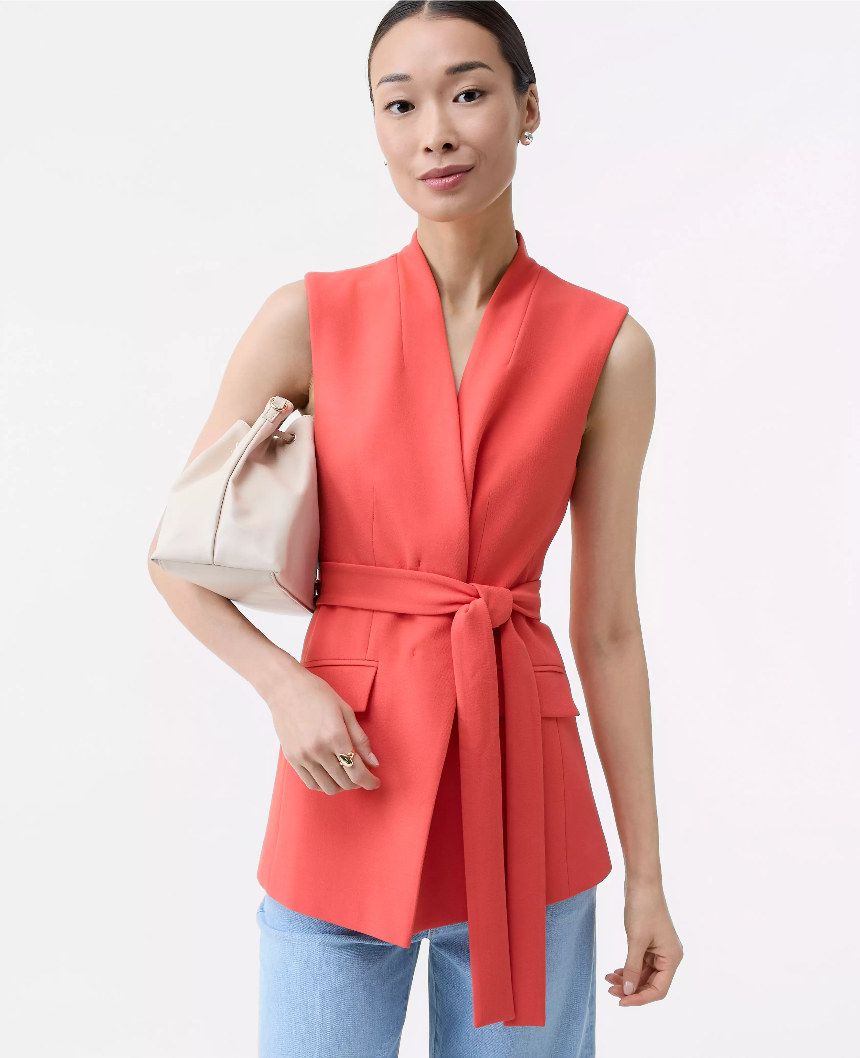 The Belted Long Vest | Ann Taylor