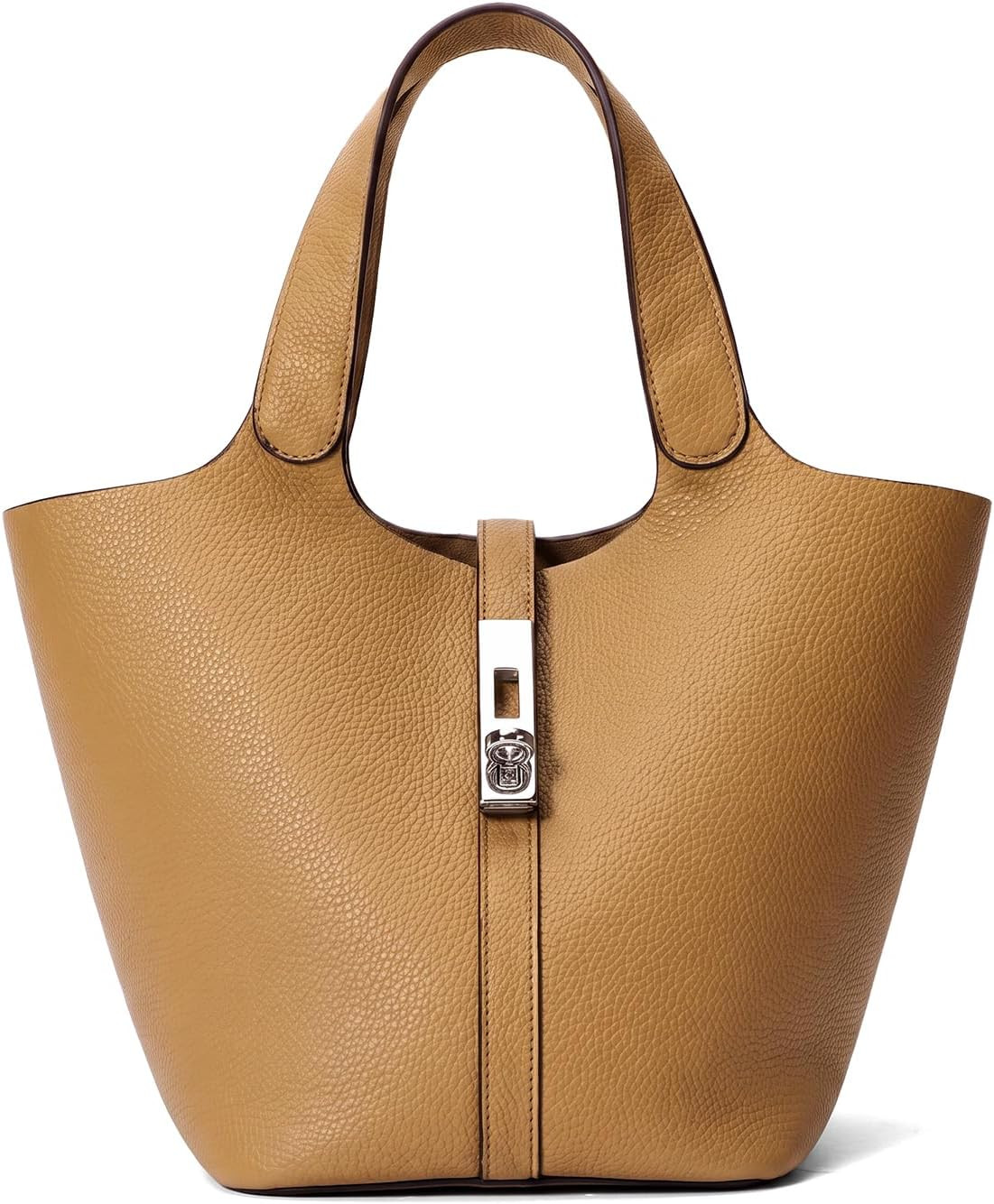 Tote Bag for Women Top Handle Handbag Satchel Bag for Women Vegan Leather Lock Design Bucket Purse for Work Evening | Amazon (US)