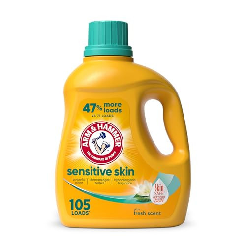 ARM & HAMMER Sensitive Skin Liquid Laundry Detergent, Fresh Scent, 105 fl oz, 105 Loads | Amazon (US)