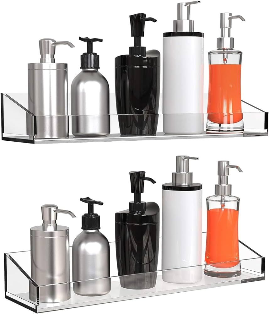 Vdomus Acrylic Bathroom Shelves - 15x4-Inch Thick Acrylic Shelves Wall Mounted and No Drilling - ... | Amazon (US)