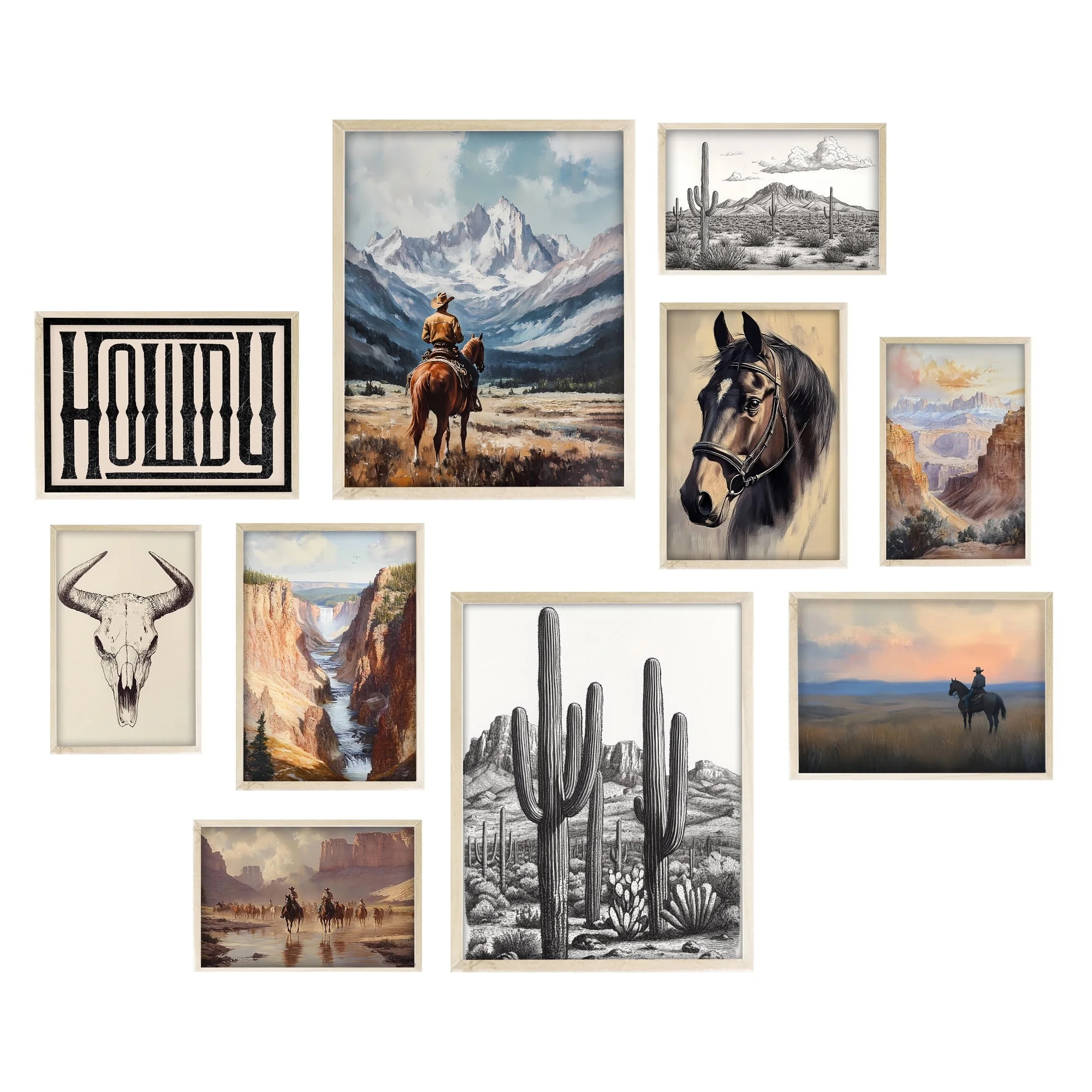 Eastern Print Set 10 PCS Western Decor Vintage Southwestern Wall Art, Cowboy Boho Farmhouse Poste... | Walmart (US)