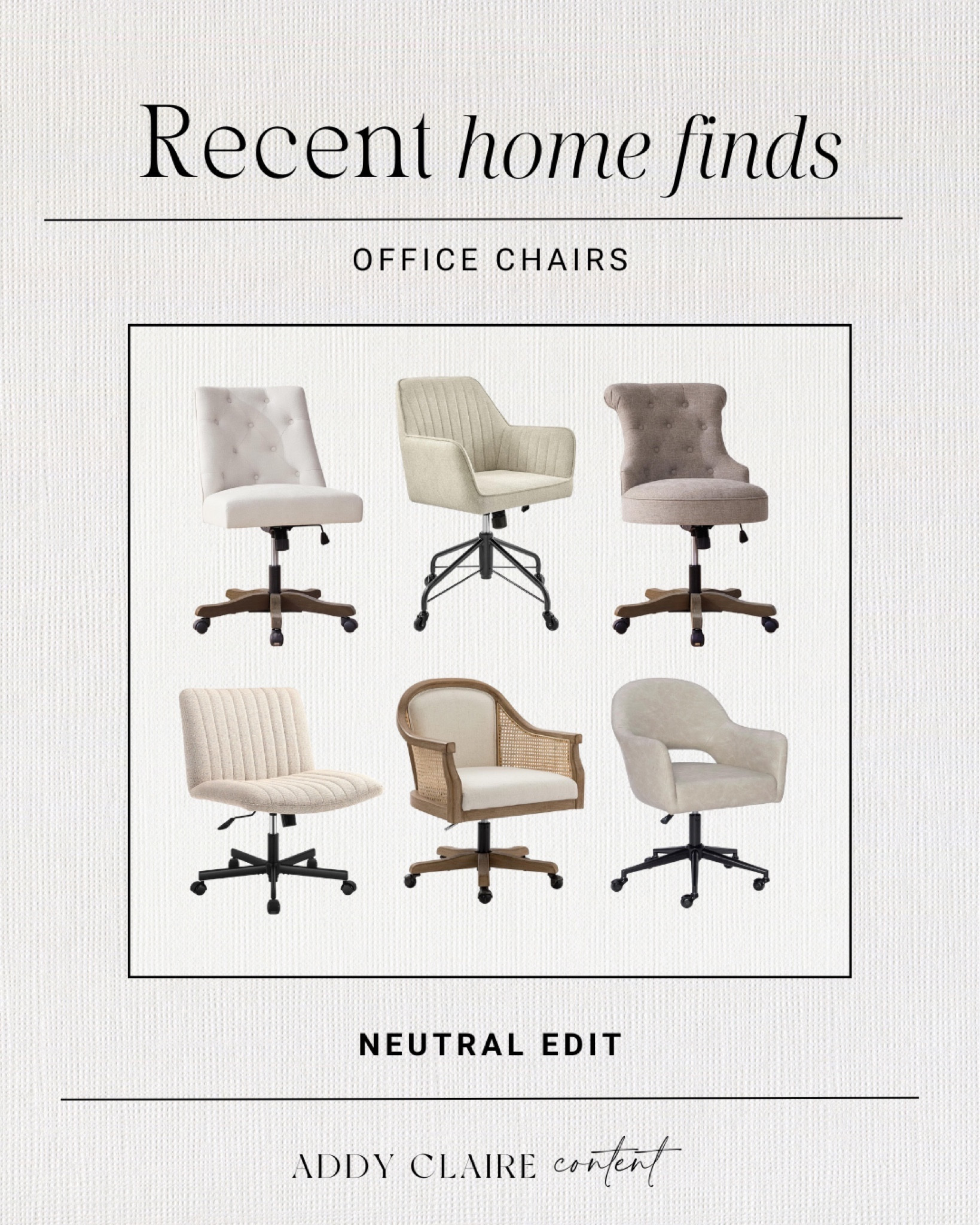Amazon Home Office: Desk Chairs
Amazon home finds/ Amazon Office finds/ office chair/ viral office chair/ criss-cross chair/ neutral home office/ office decor/ office desk/ modern chairs/ affordable office finds
#home #homedecor #interiordesign #interiorstyle #neutralhome #neutralstyle #decor #hometakestime #designinspo #homeinspo #moodboard #homedesign #neutralaesthetic

#LTKhome #LTKsalealert #LTKU