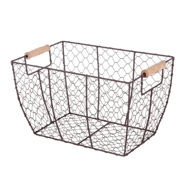 Homezone Wire Basket with Wood Handles, 1 Each | Walmart (US)