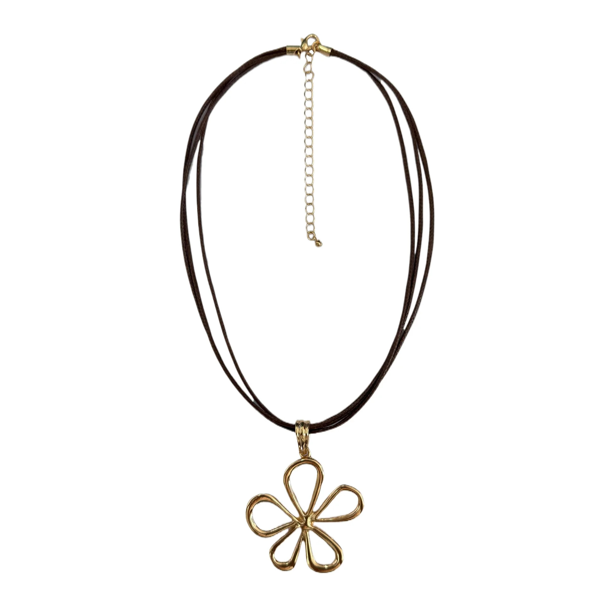 No Boundaries Brown Multi Cord with Flower Drop Necklace for Female Adults and Teens | Walmart (US)