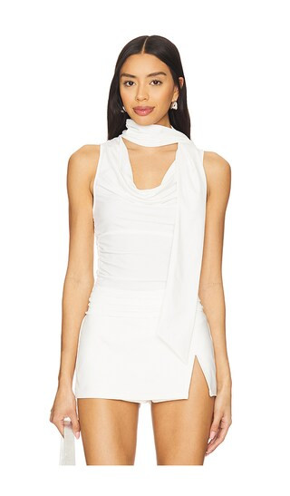 Amaly Drape Top in White | Revolve Clothing (Global)