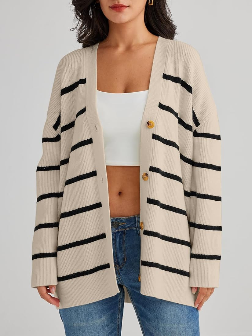 LILLUSORY Women's Cardigan 2023 Open Front Oversized Button Lightweight Sweaters V Neck Loose Car... | Amazon (US)