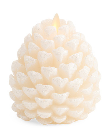 4.25in Glitter And Snow Finish Pinecone Moving Flame Candle Decor | Pillows & Decor | Marshalls | Marshalls