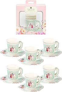 Talking Tables TS6-CUPSET Disposable Truly Scrumptious Party Vintage Floral Tea Cups and Saucer S... | Amazon (US)