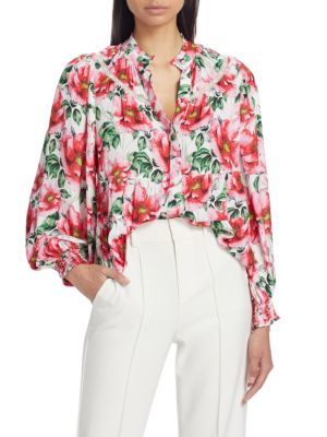 Alice + Olivia Jaclyn Floral Blouson Blouse on SALE | Saks OFF 5TH | Saks Fifth Avenue OFF 5TH