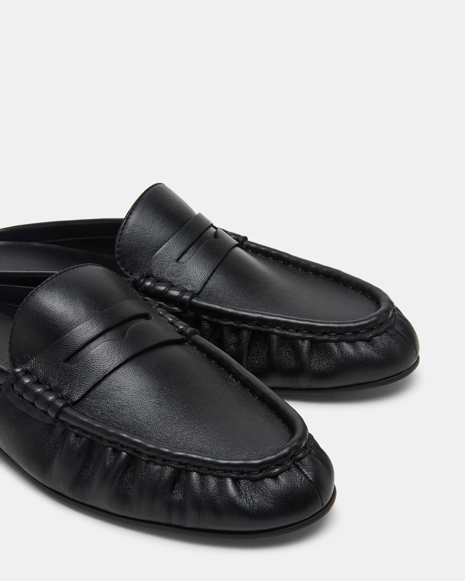 RAFE Black Leather Slip-On Mule Women's Flat | Steve Madden (US)