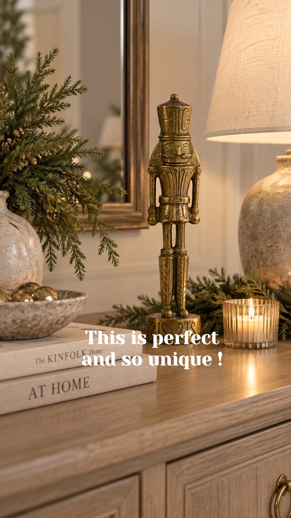 This 18” vintage-inspired brass nutcracker is such a pretty way to add a little Christmas charm without going overboard 🎄✨

I love how the aged brass finish feels festive but still works with a cozy, neutral home. Style him on a console table, mantel, entryway table, or even a bookshelf for an easy holiday moment.

#LTKHome #LTKSeasonal