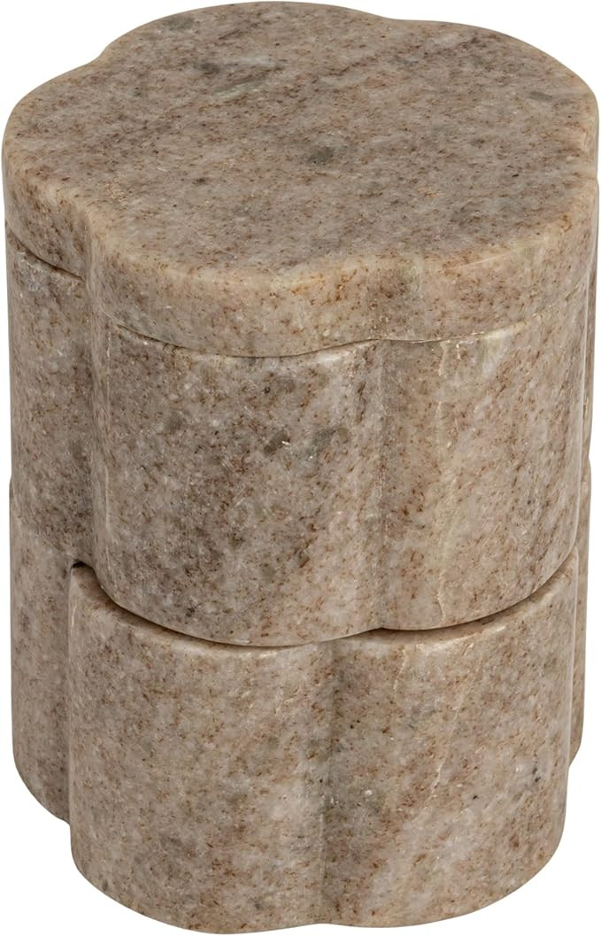 Creative Co-Op 2-Piece Marble Stackable Pinch Pots with Lid, Buff Color | Amazon (US)