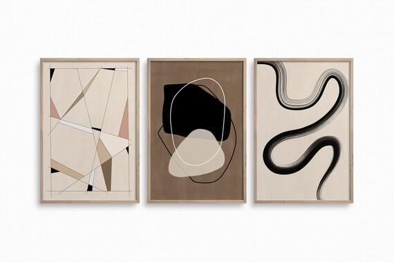 Set Of 3 Minimalist Prints,Downloadable Gallery Wall,One Line Drawing,Abstract Shapes Art Print,G... | Etsy (US)