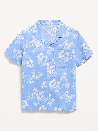 Printed Short-Sleeve Linen-Blend Shirt for Boys | Old Navy (US)