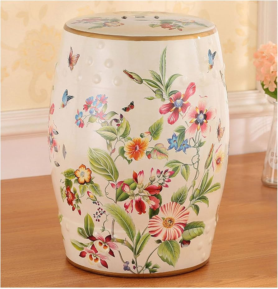 Versatile Decorative Garden stools-Chinoiserie Ceramic Drum Stool,Glazed Hollow Flower and Bird C... | Amazon (US)