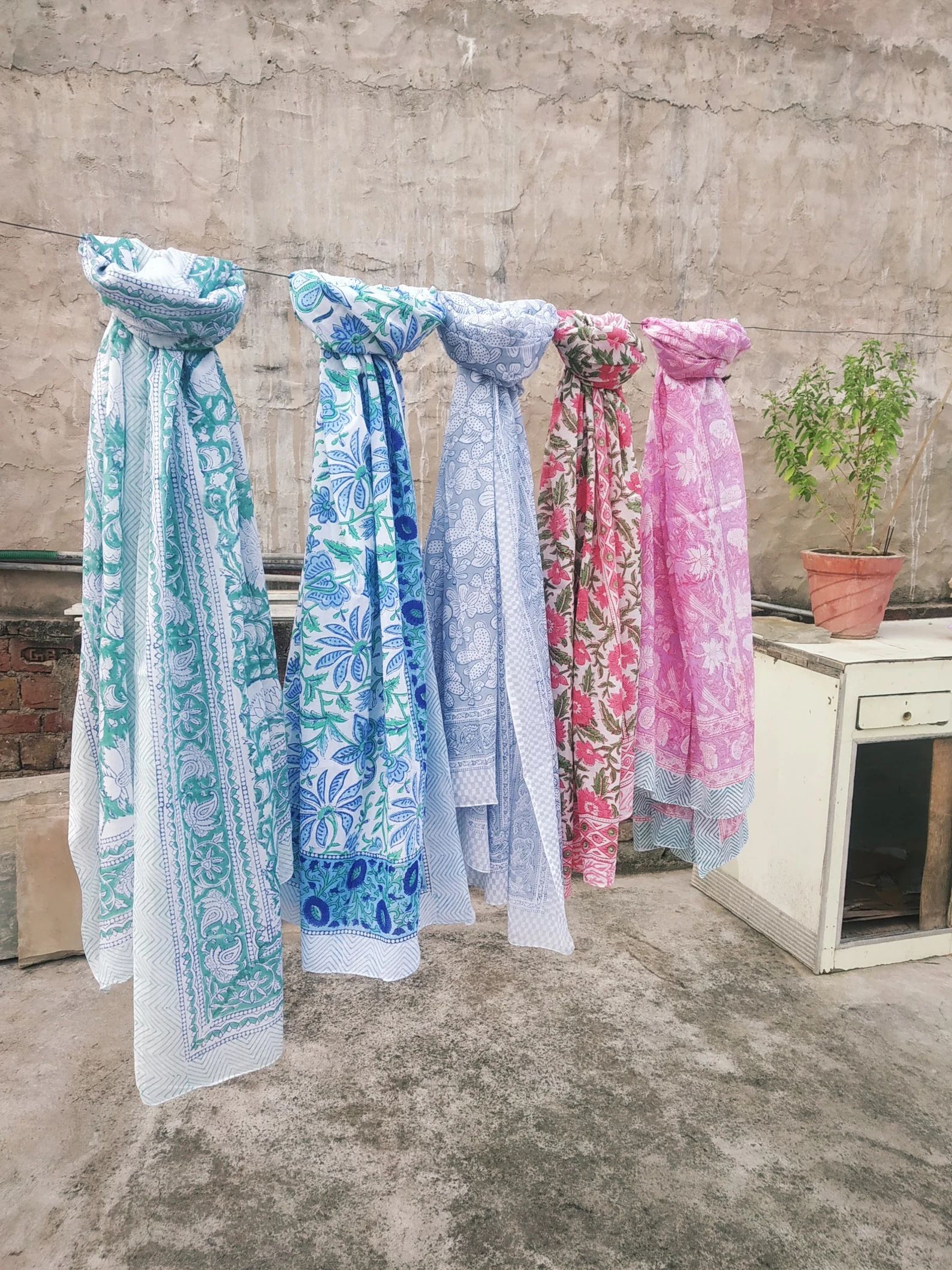 Hand Block Print Cotton Scarfs Beach Sarongs Soft Voile Fabric Summer Pareo Lot | Etsy (US)