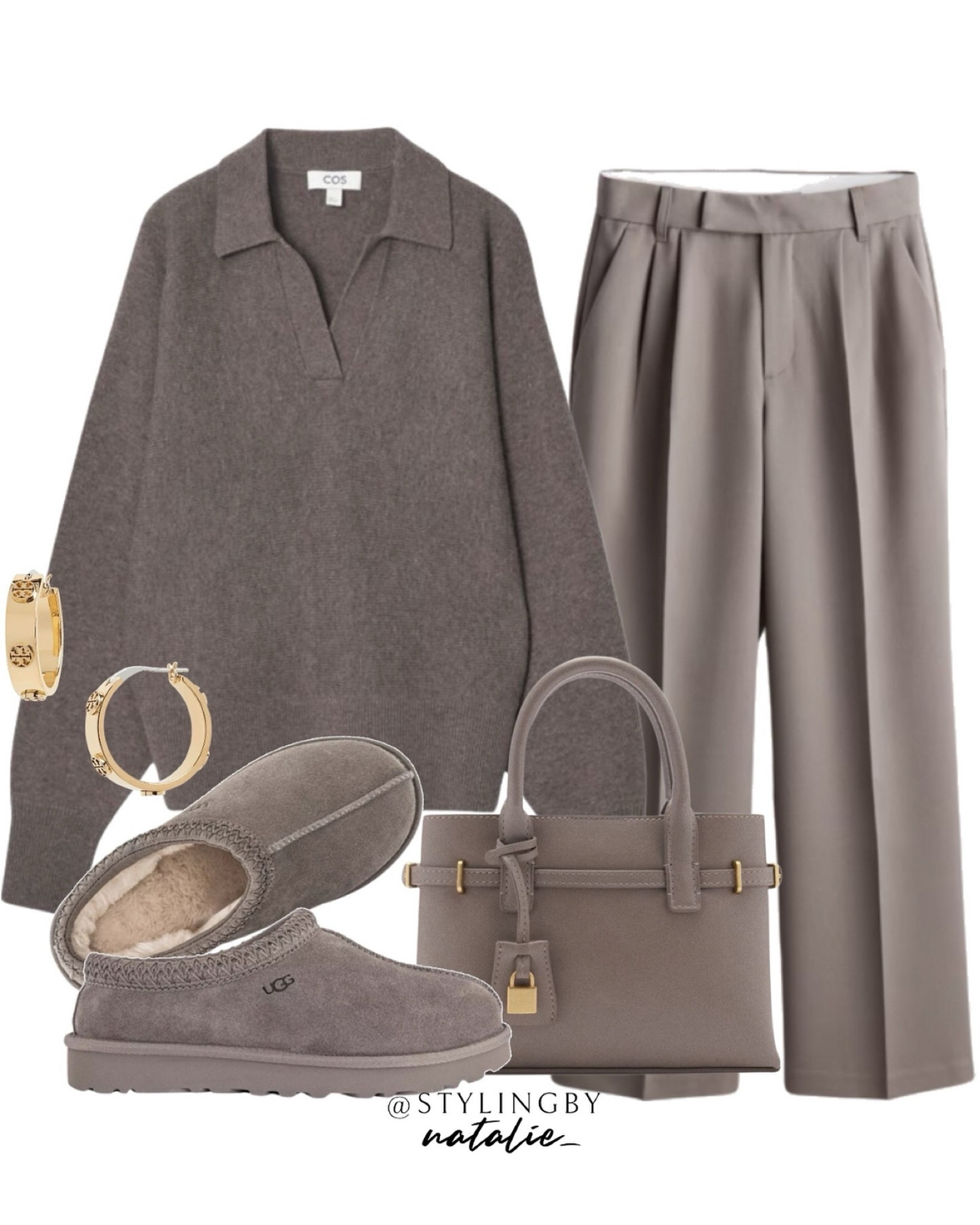 Autumn outfit, neutral look, work wear, smart casual.
Knit polo shirt, tailored trousers, Ugg Tasman in shade smoke plume (not linked)

#LTKworkwear #LTKautumn #LTKeurope