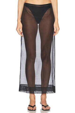 Sheer Leather Trim Skirt | FWRD 