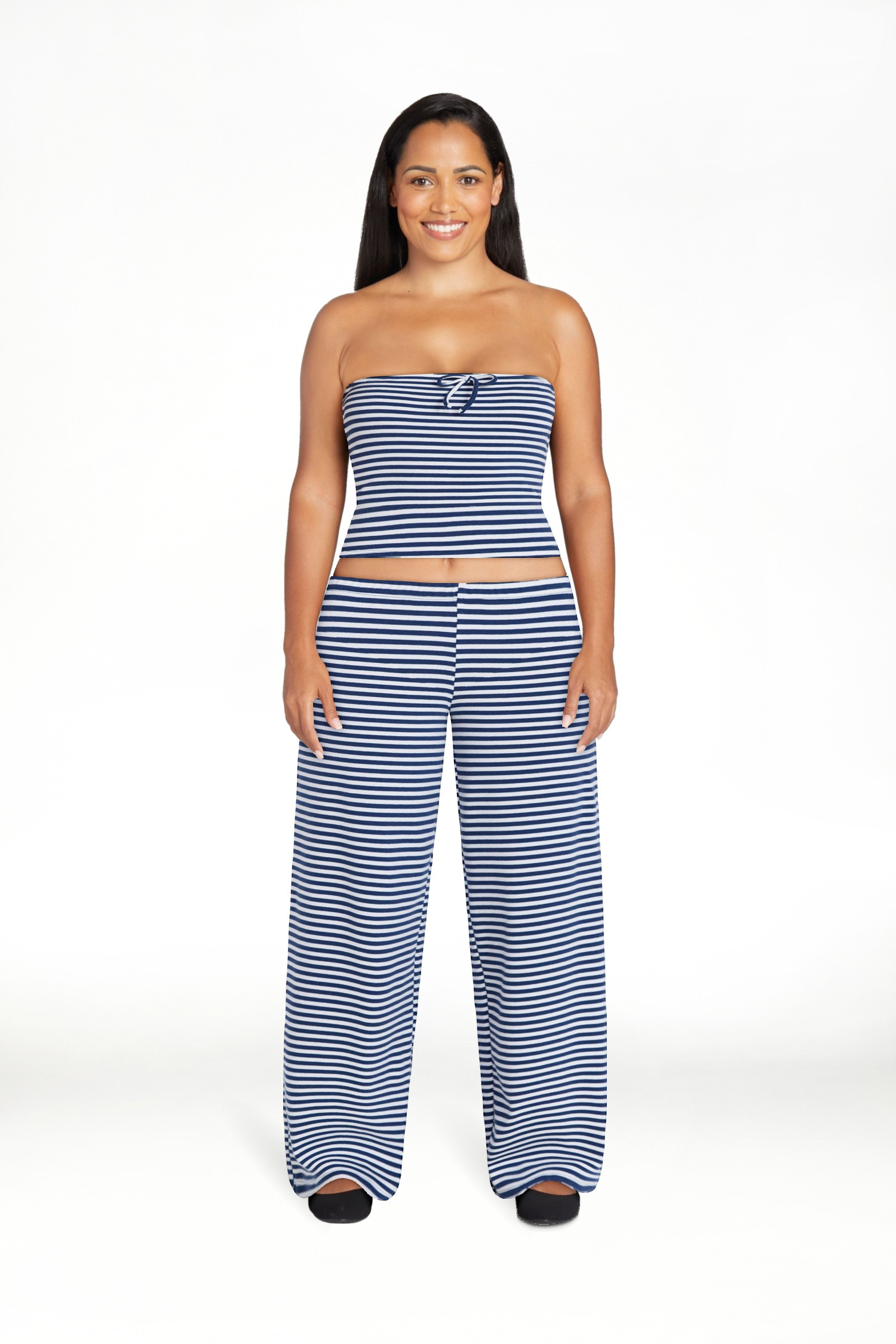 No Boundaries Striped Tube Top and Pants Set, 2-Piece, Women's XXS-XXL | Walmart (US)