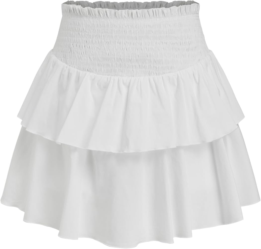 CIDER Mini Two Layer Ruffle Tiered for Women High Waist Skirt | Amazon (US)