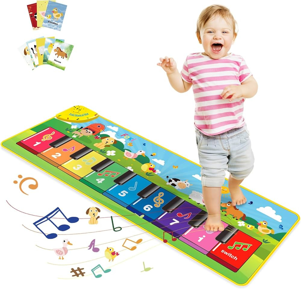 FOKI Floor Piano Mat for Toddlers, Baby Kid Sensory Educational Dancing Keyboard Carpet Animal So... | Amazon (US)