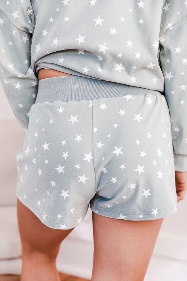 Bet On Us Green Star Printed Lounge Shorts | The Pink Lily Boutique