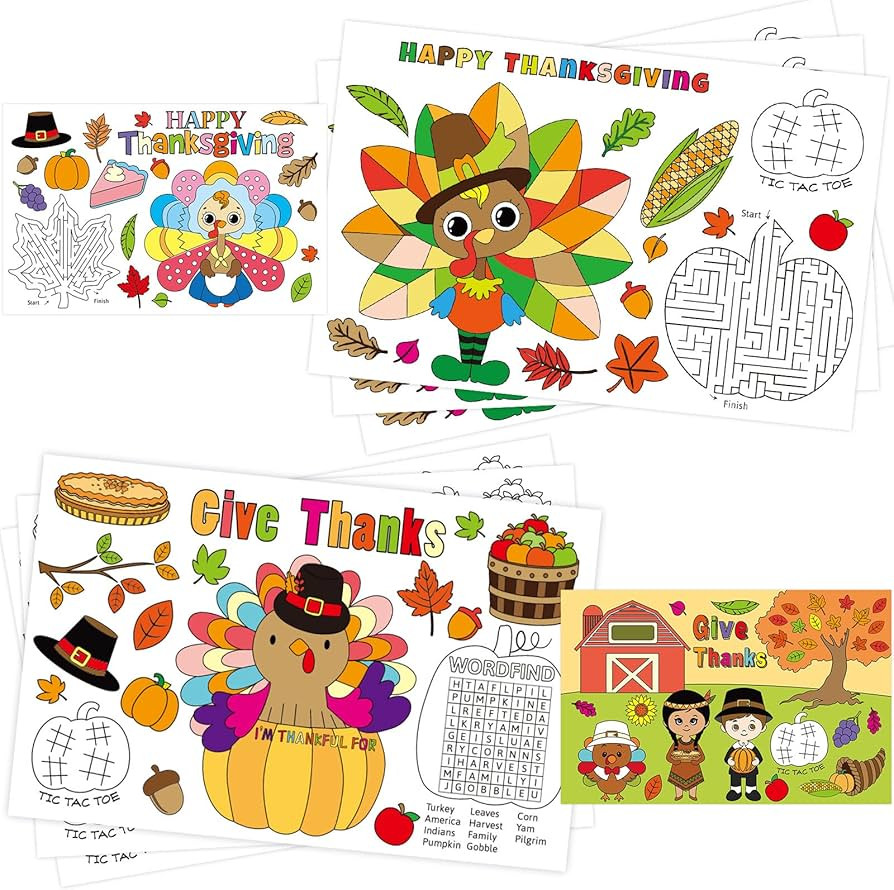 Ceiba Tree Thanksgiving Coloring Paper Placemats Disposable Activities Arts and Crafts for Kids 1... | Amazon (US)