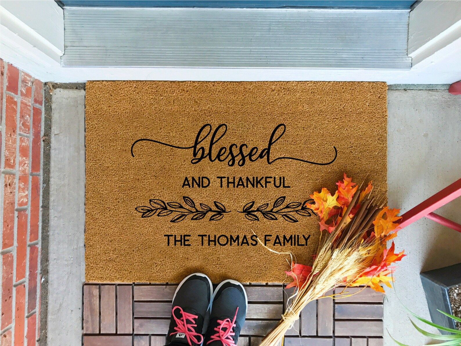 Thanksgiving Decor, Fall Decor, Blessed and Thankful, Custom Door Mat, Personalized Doormat, Door... | Etsy (US)