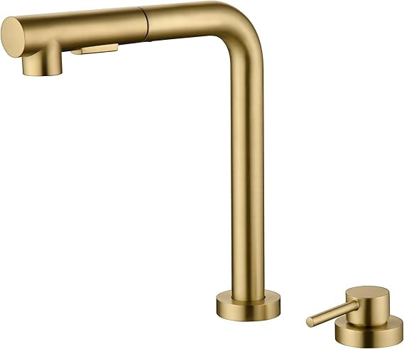 SUMERAIN Kitchen Sink Faucet with Pull Out Sprayer and Side Handle, 2 Hole Sink Faucet Brushed Go... | Amazon (US)