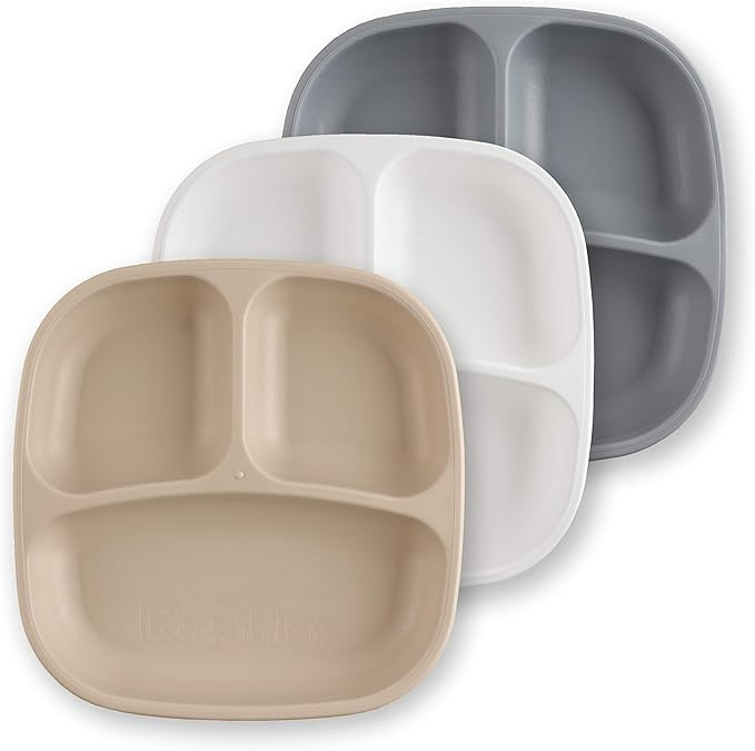 Re Play Divided Toddler Plates with Deep Sides and Three Compartments for Easy Self Feeding | BPA... | Amazon (US)