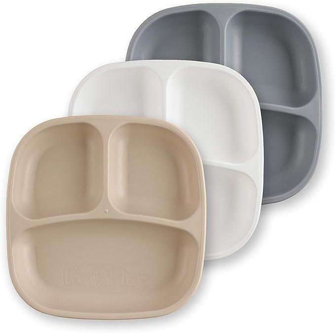 Re Play Divided Toddler Plates with Deep Sides and Three Compartments for Easy Self Feeding | BPA... | Amazon (US)