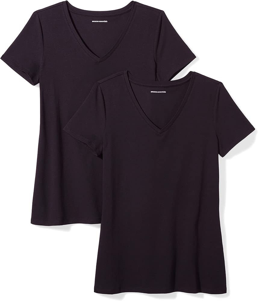 Women's 2-Pack Classic-Fit Short-Sleeve V-Neck T-Shirt | Amazon (US)